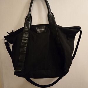 Victoria Secret Duffle Bag Travel Cloth Black Tote Overnight Fleece Large